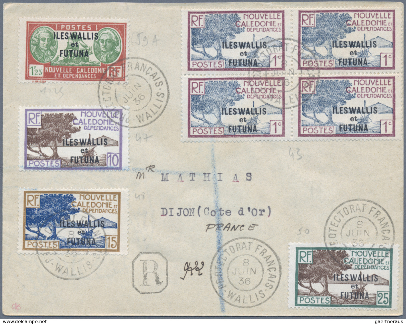 Wallis+Futuna Islands: 1932/36 Three Covers With Attractive Frankings, With Two - Otros & Sin Clasificación