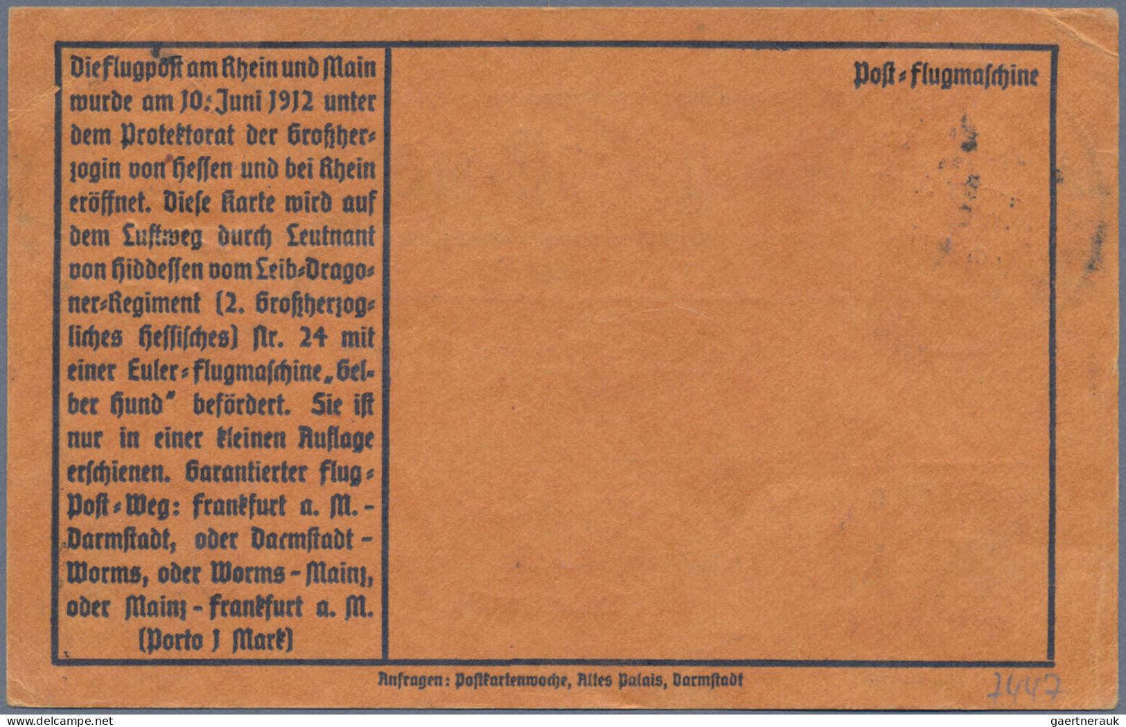 Air Mail - Germany: 1912 Vier Karten Mit Flugpost Am Rhein & Main, Frankiert Mit - Airmail & Zeppelin