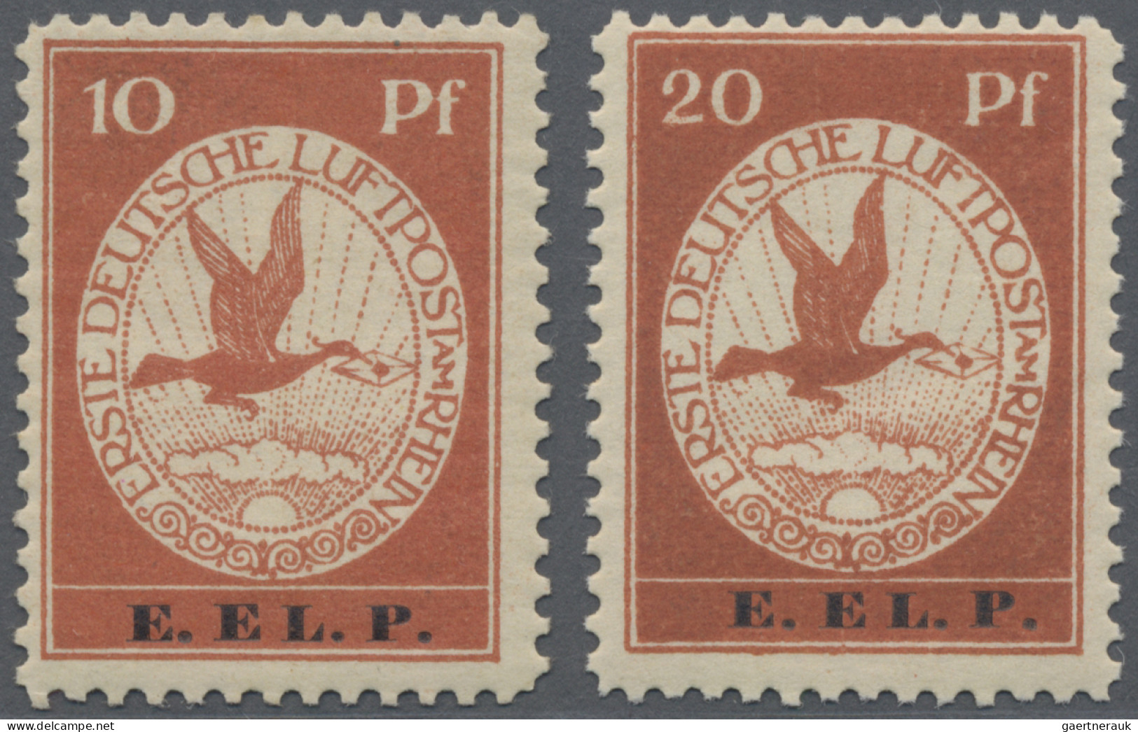 Air Mail - Germany: 1912, Flugpost Am Rhein Und Main, Beide Werte, 10 Und 20 Pf - Airmail & Zeppelin