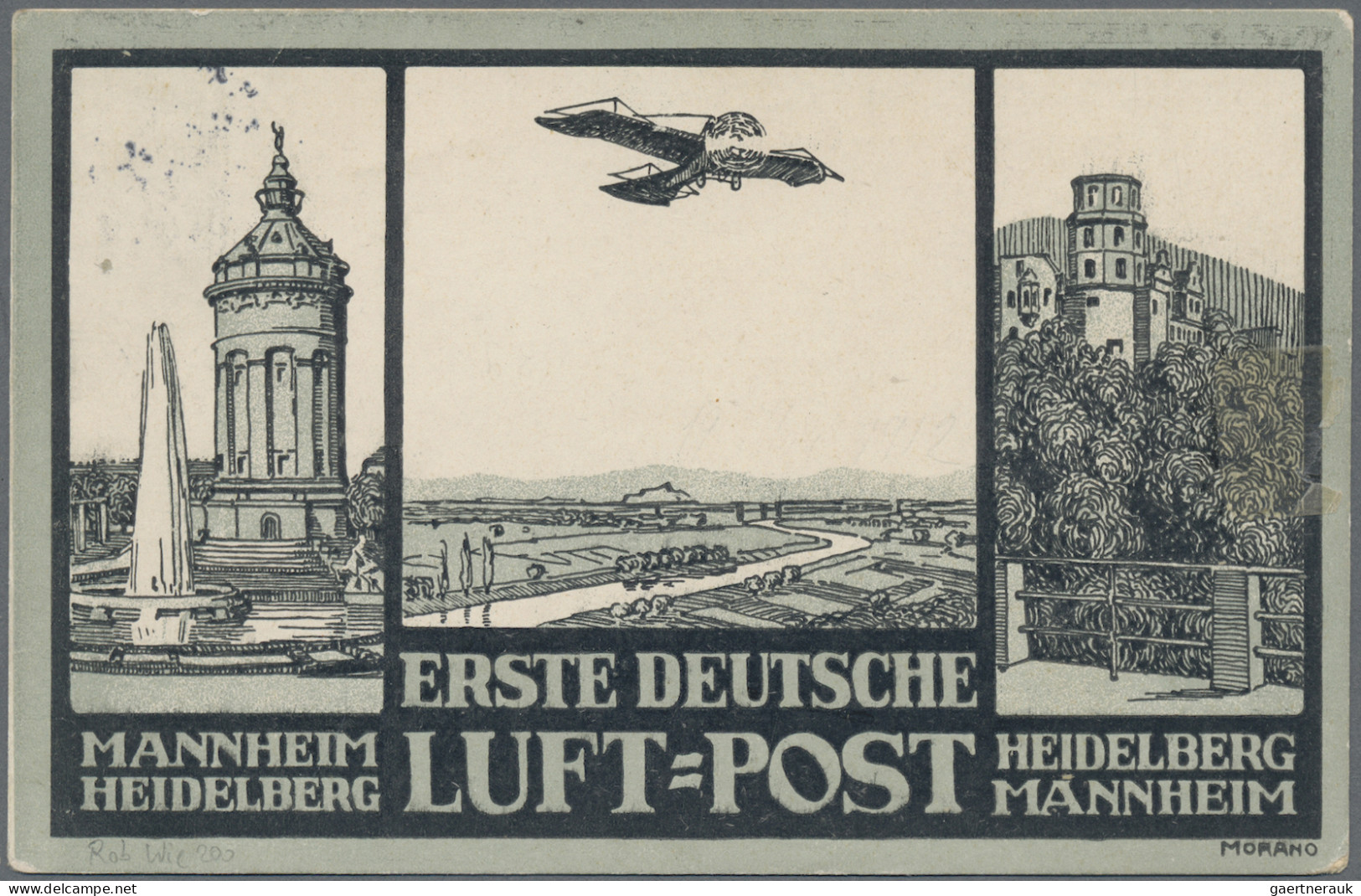 Air Mail - Germany: 1912, 5 Pf Germania Friedensdruck, Zwei Werte Auf Zwei "Offi - Poste Aérienne & Zeppelin