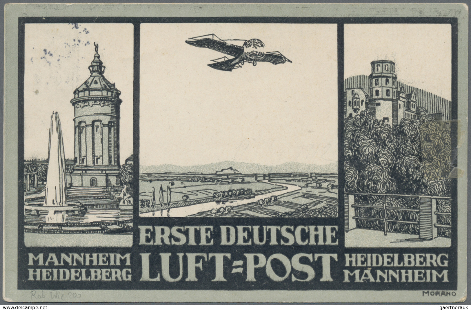 Air Mail - Germany: 1912, 5 Pf Germania Friedensdruck, Zwei Werte Auf Zwei "Offi - Airmail & Zeppelin