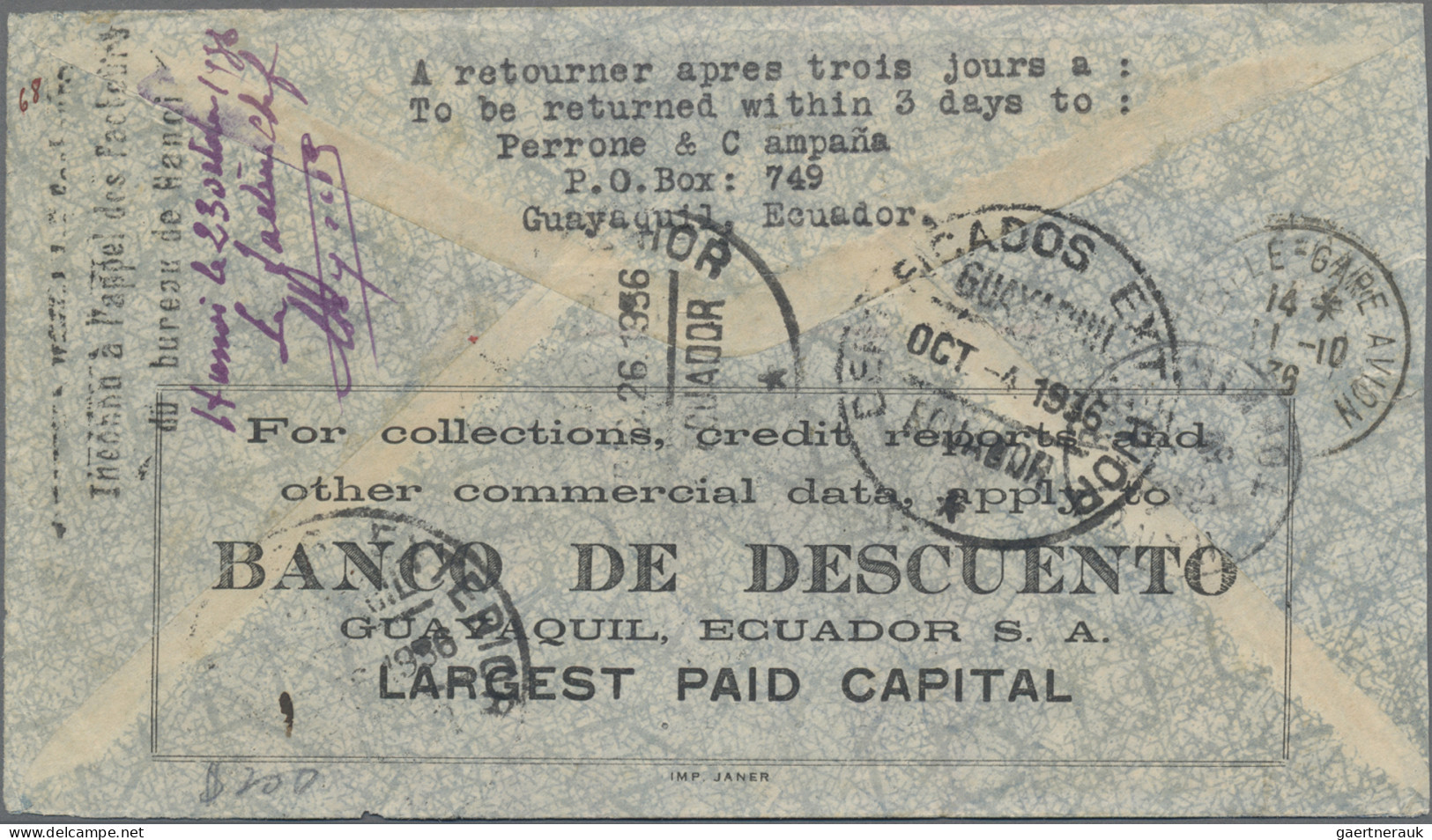 Airmail - Overseas: 1936 (Oct. 5), 1st Airmail Service Panagra-Condor-Lufthansa, - Autres & Non Classés