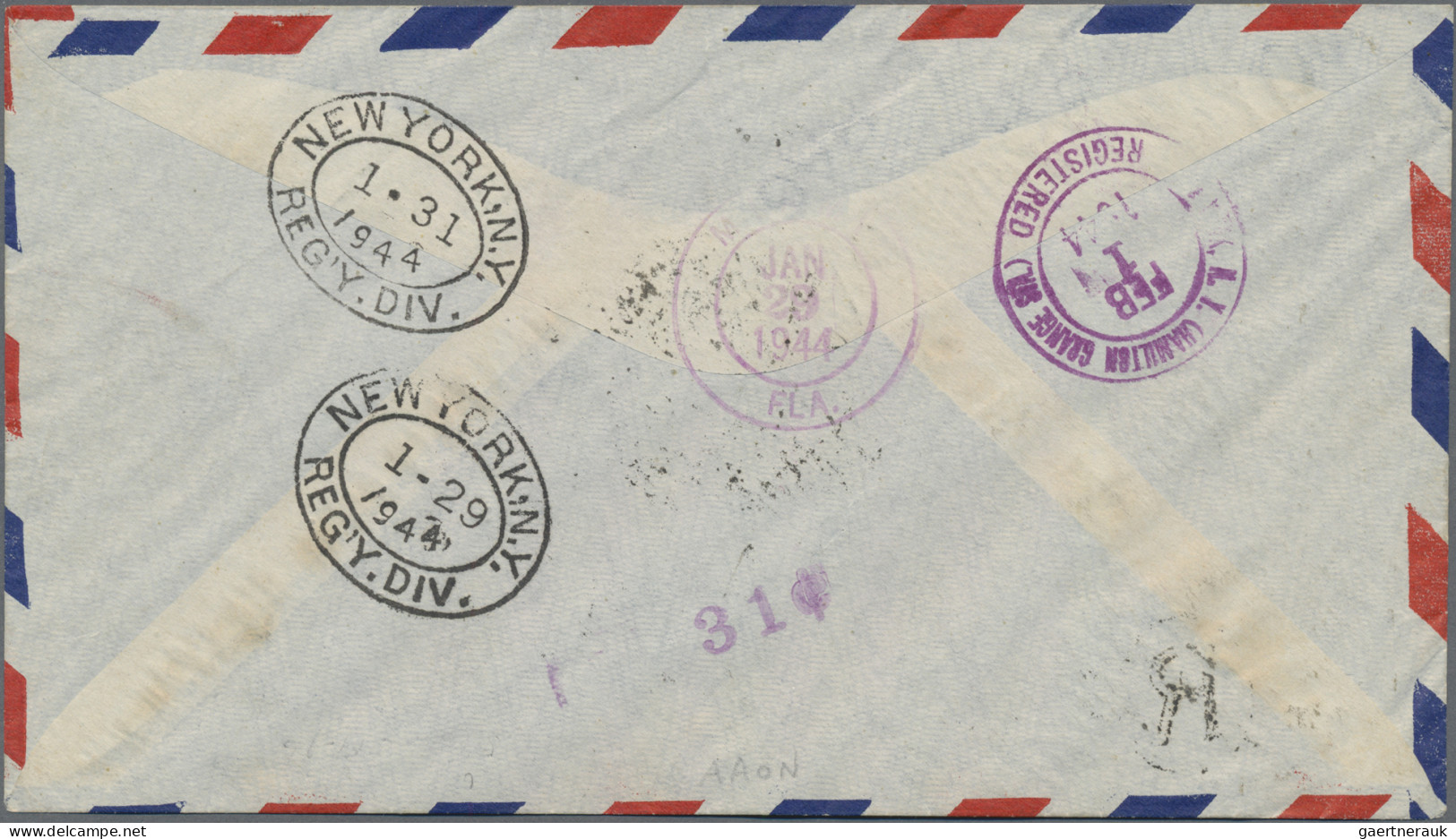 Airmail - Overseas: 1944 Liberia: Registered Air Mail Envelope Addressed To New - Autres & Non Classés