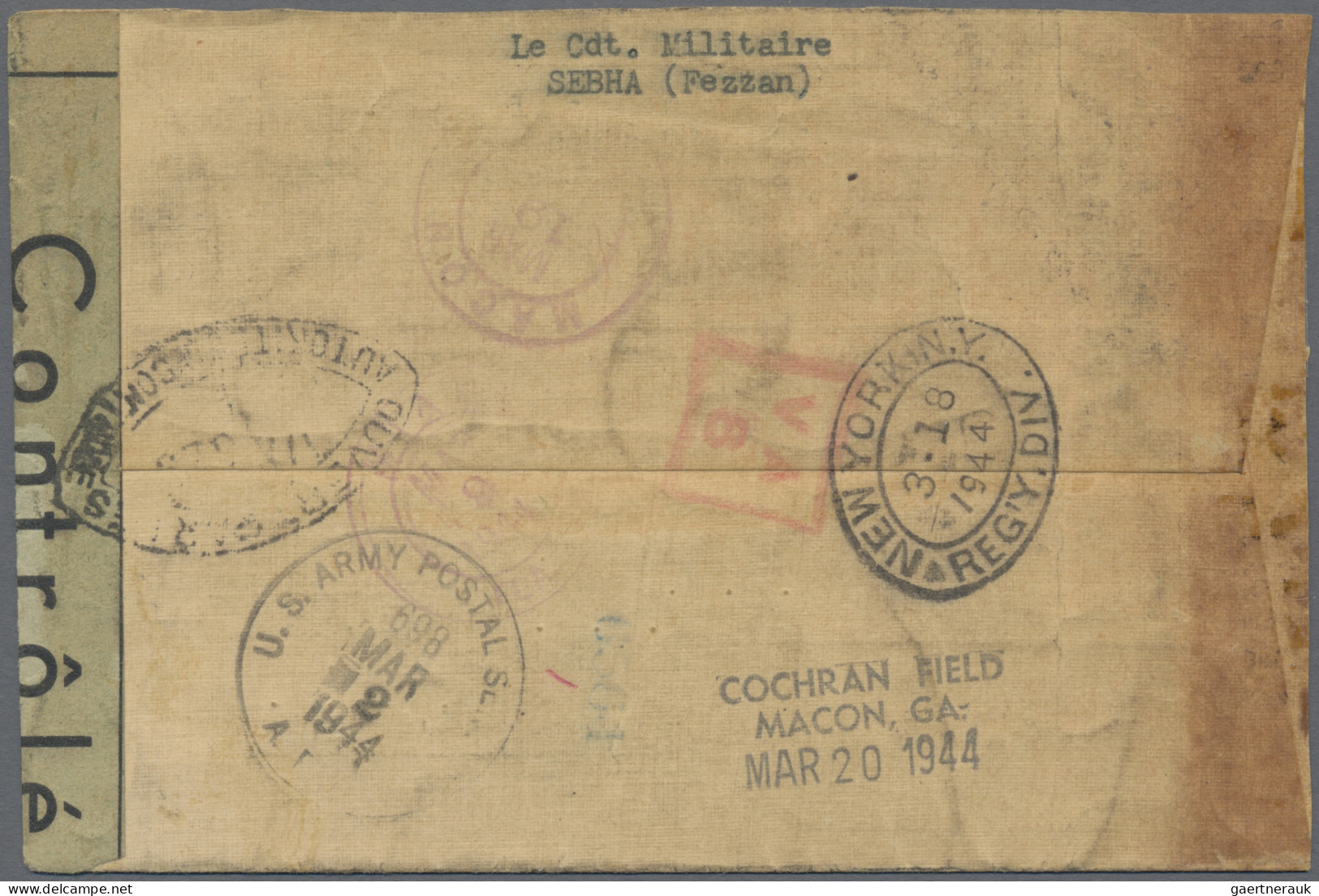 Airmail - Overseas: 1944, Algerian 2F On Unissued 5 F Orange, Horizontal Pair To - Autres & Non Classés