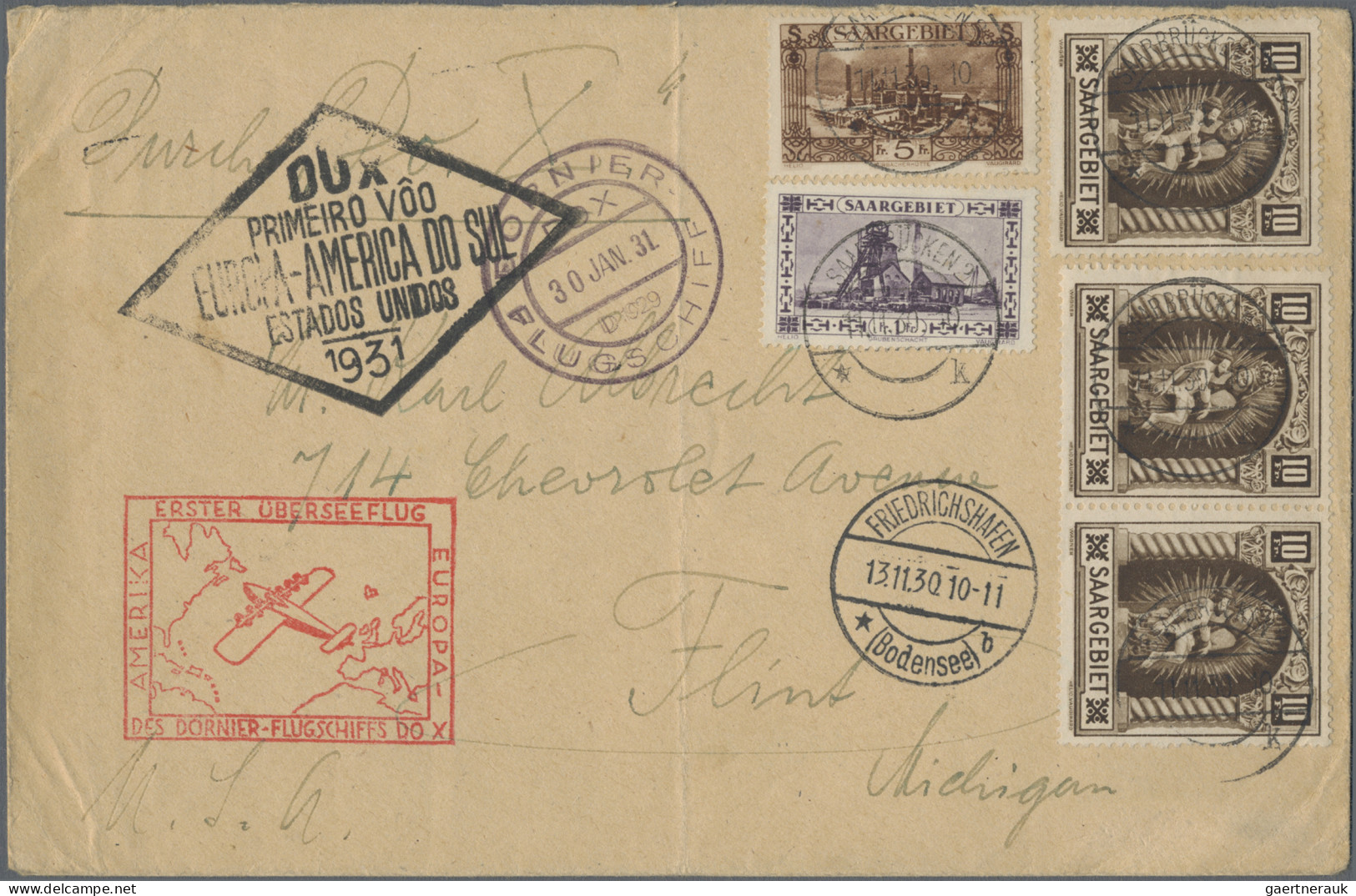 DO-X - Air Mail: 1930 (13.11), Bedarfsbrief (senkrechte Faltung) Zum DO-X-Flug L - Luft- Und Zeppelinpost