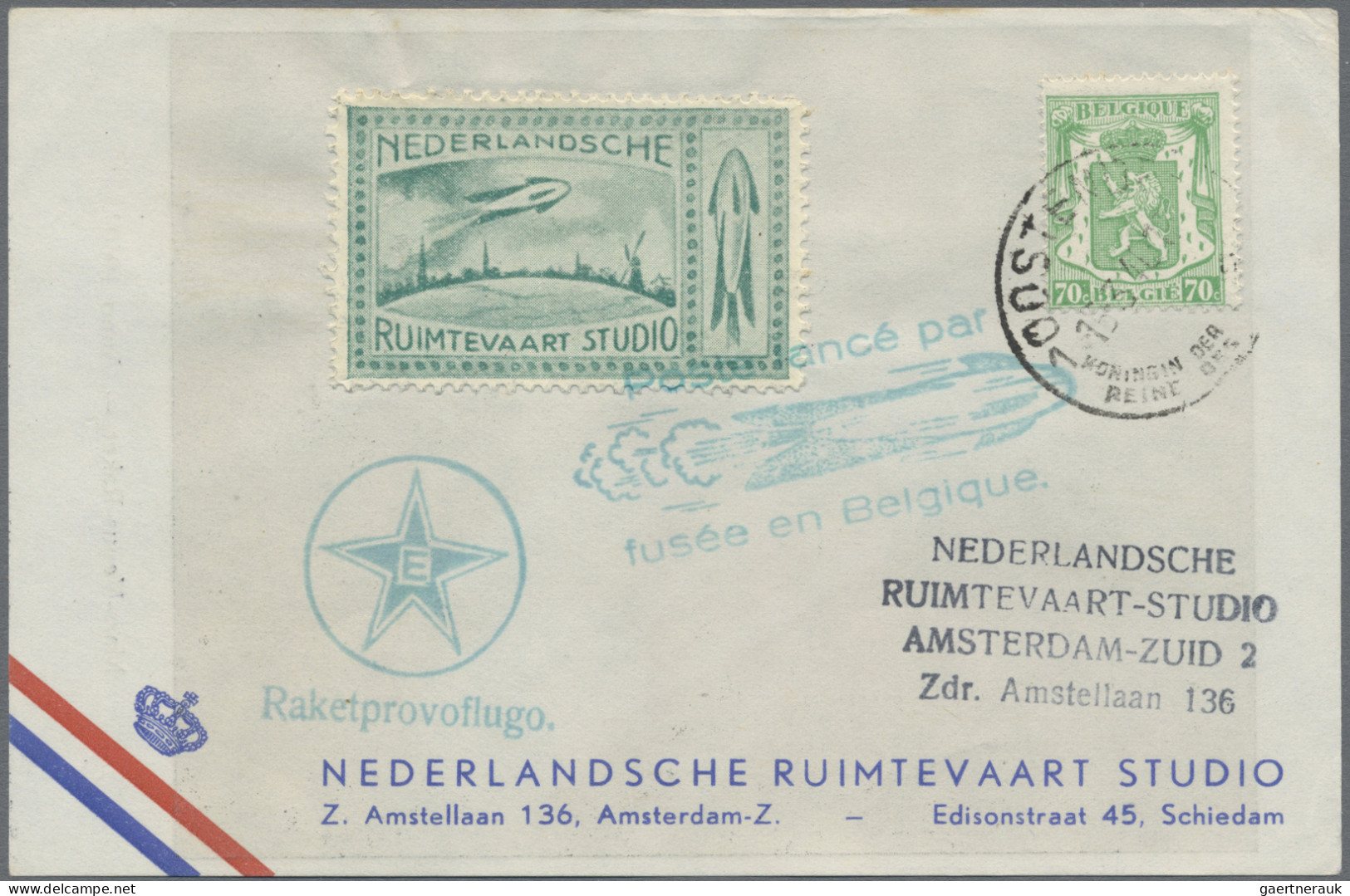 Rocket Mail: 1946 De Bruijn: Two Rocket Mail Cards Each With Vignette In Green, - Other & Unclassified