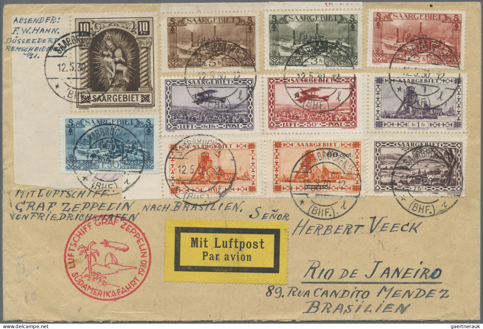 Zeppelin Mail - Germany: 1930, Südamerikafahrt, Dekorativer Brief Mit 10 Fr. Mad - Airmail & Zeppelin