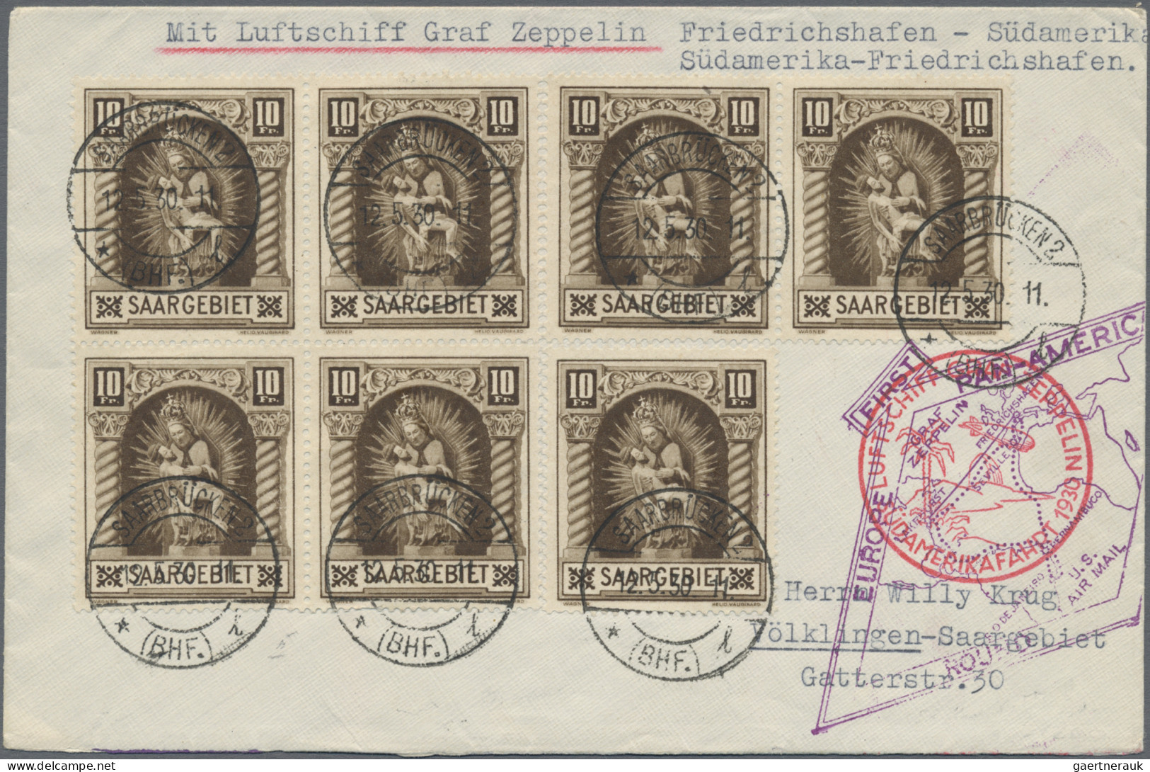 Zeppelin Mail - Germany: 1930 (12.5.), Weltrundfahrt, Sehr Seltener Brief Friedr - Luft- Und Zeppelinpost