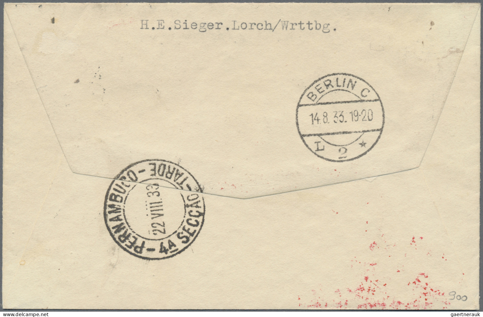 Zeppelin Mail - Germany: 1933, 5. Südamerikafahrt, ESTLAND, Mit Berlin Transit U - Airmail & Zeppelin