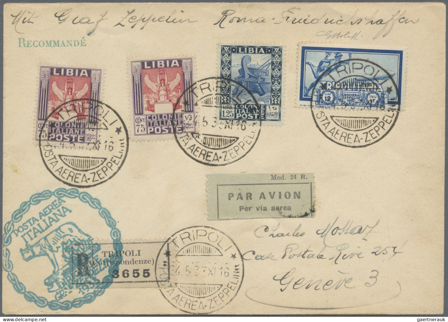 Zeppelin Mail - Overseas: 1933, ITALIENFAHRT, Tripolitanische Post, Ab Tripoli A - Zeppelins