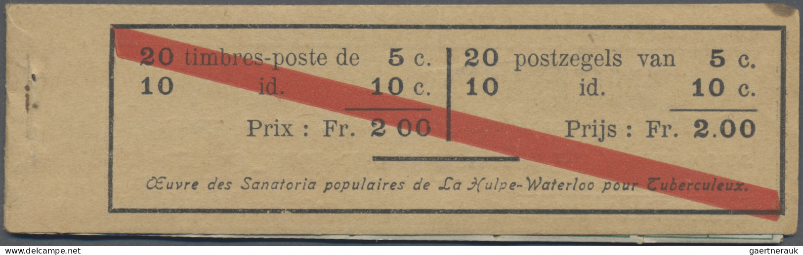 Belgium: 1914, Booklet 2fr. Complete, Some Toning At Upper Right. - Unclassified