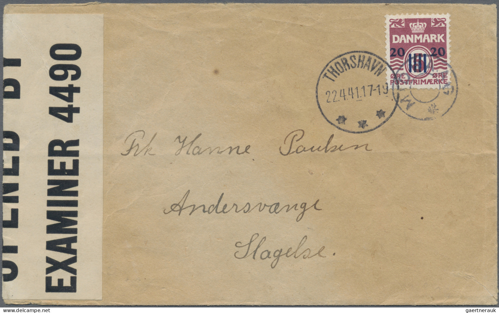 Faroe Islands: 1941, Cover From Midvaag (Faröe Islands) To Slagelse (Danmark) (v - Färöer Inseln