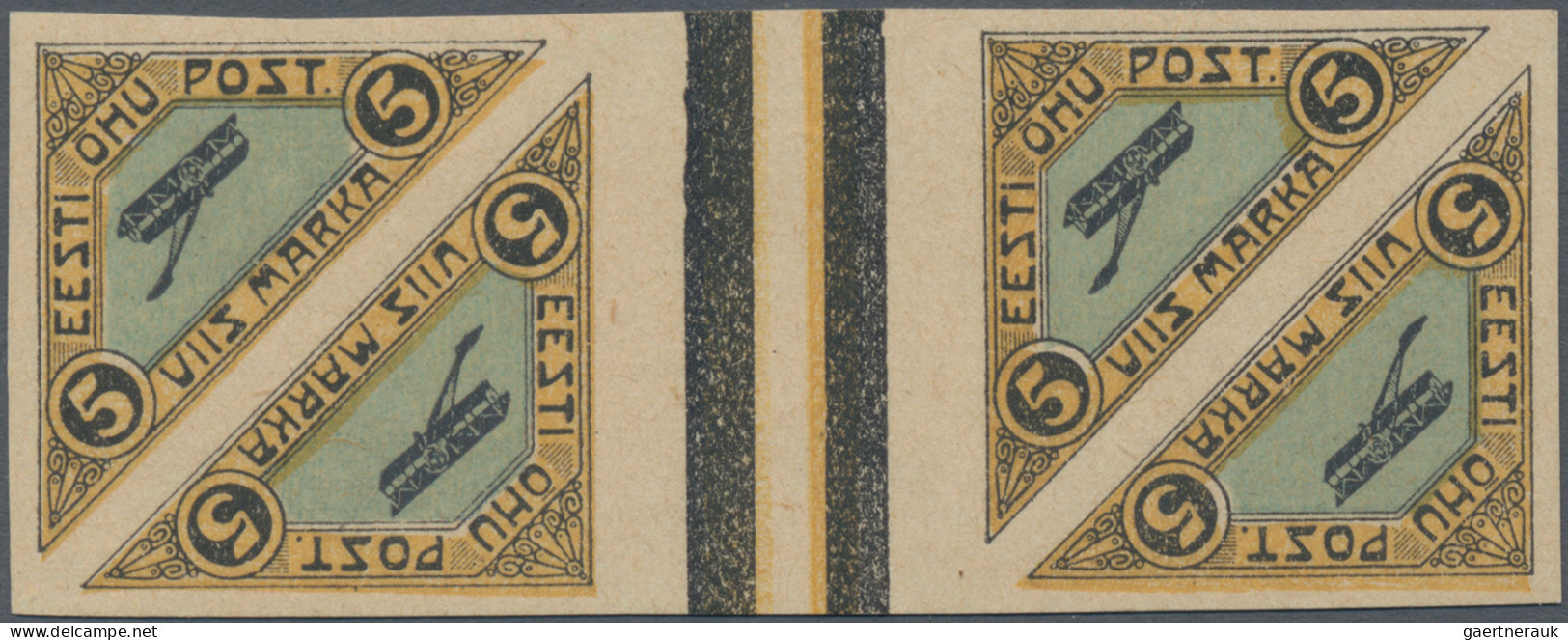 Estonia: 1920, Airmail 5m., Tête-bêche Gutter Pair, Mint Original Gum With Hinge - Estland