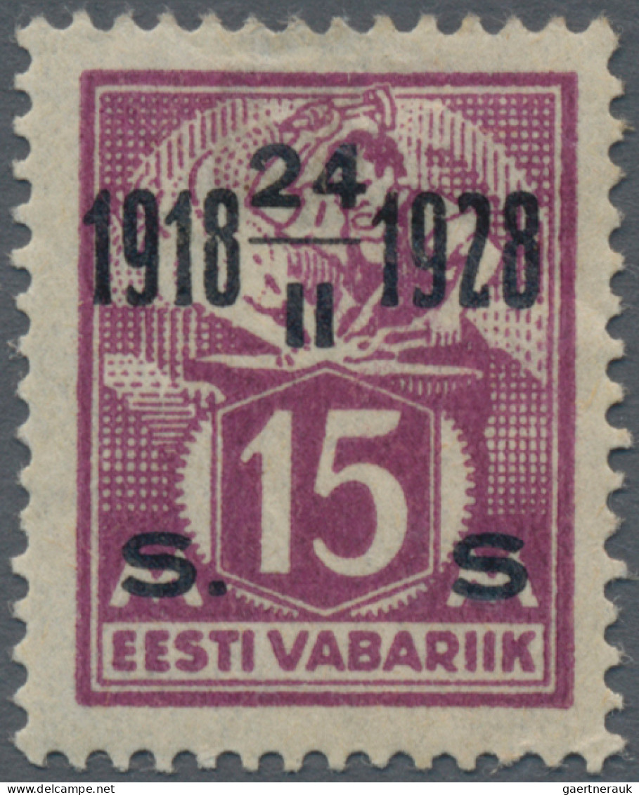 Estonia: 1928, 10th Anniversary Of Independence, 15s. On 15m. Violet On Thin Pap - Estonia