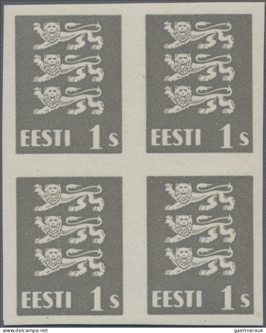 Estonia: 1928/1929, Definitives Coat Of Arms "Lion", 1s. Grey, Imperforate Proof - Estonie