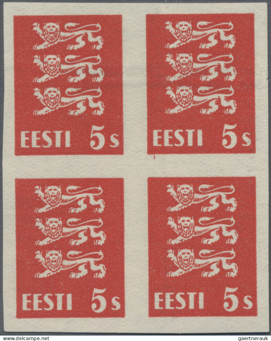 Estonia: 1928/1929, Definitives Coat Of Arms "Lion", 5s. Red, Imperforate Proof - Estonia