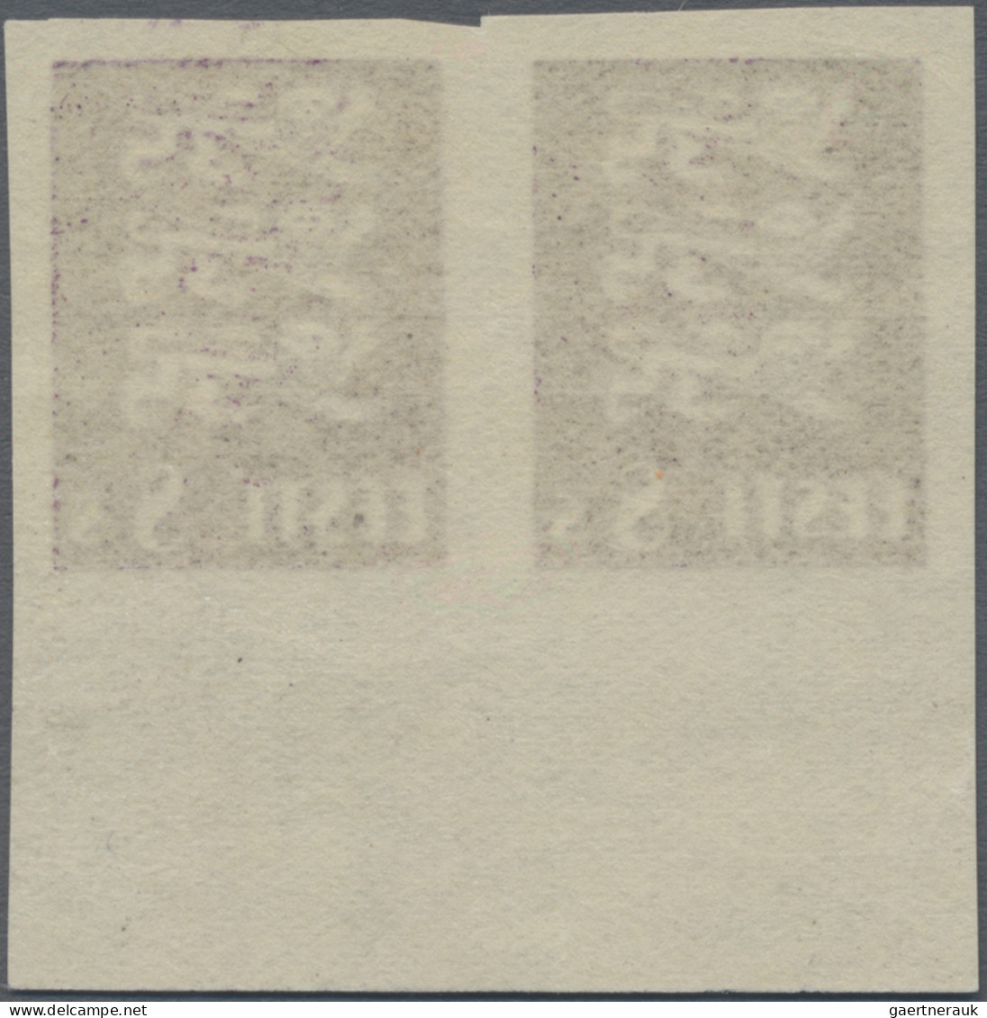 Estonia: 1928/1929, Definitives Coat Of Arms "Lion", 8s. Violet, Imperforate Bot - Estland