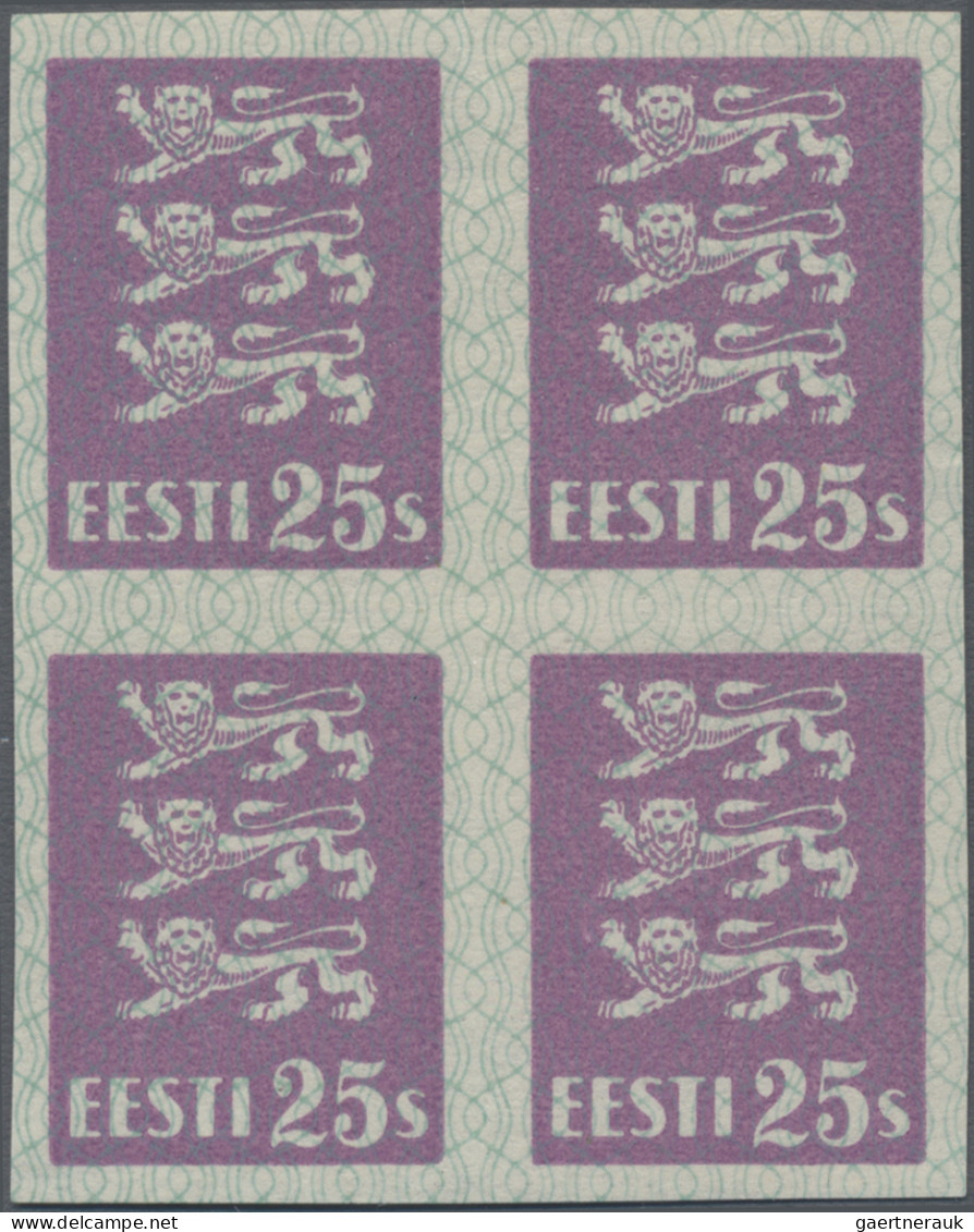 Estonia: 1928/1929, Definitives Coat Of Arms "Lion", 25s. Lilac, Imperforate Pro - Estonia