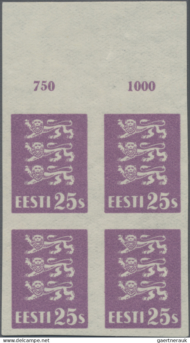 Estonia: 1928/1929, Definitives Coat Of Arms "Lion", 25s. Lilac, Imperforate Top - Estonie