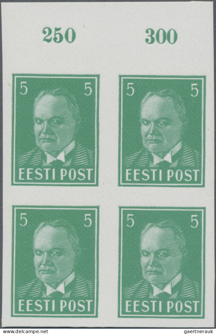 Estonia: 1936, Definitives President Päts, 5s. Bluish Green, Imperforate Top Mar - Estland