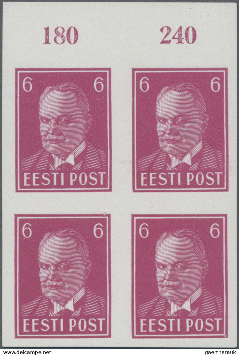 Estonia: 1936, Definitives President Päts, 6s. Lilac-carmine, Imperforate Top Ma - Estonia