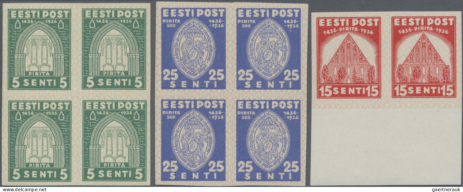 Estonia: 1936, Pirita Monastry, 5s. And 25s., Two Imperforate Proof Blocks Of Fo - Estland