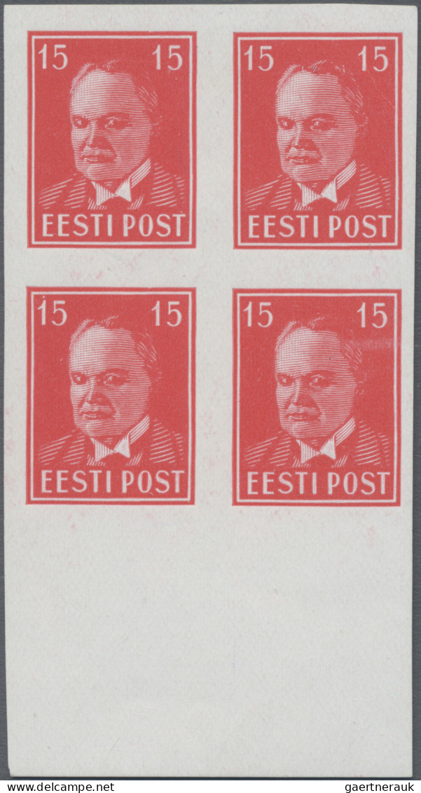 Estonia: 1936/1937, Definitives President Päts, 15s. Red, Imperforate Bottom Mar - Estland