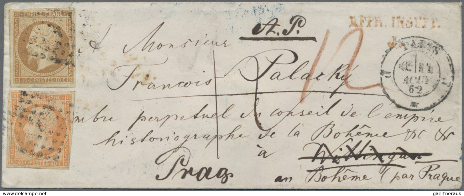 France: 1853, Napoleon III, 10 C. Bzw. 40 C., Letztere Minimal Berührt Auf Klein - Covers & Documents