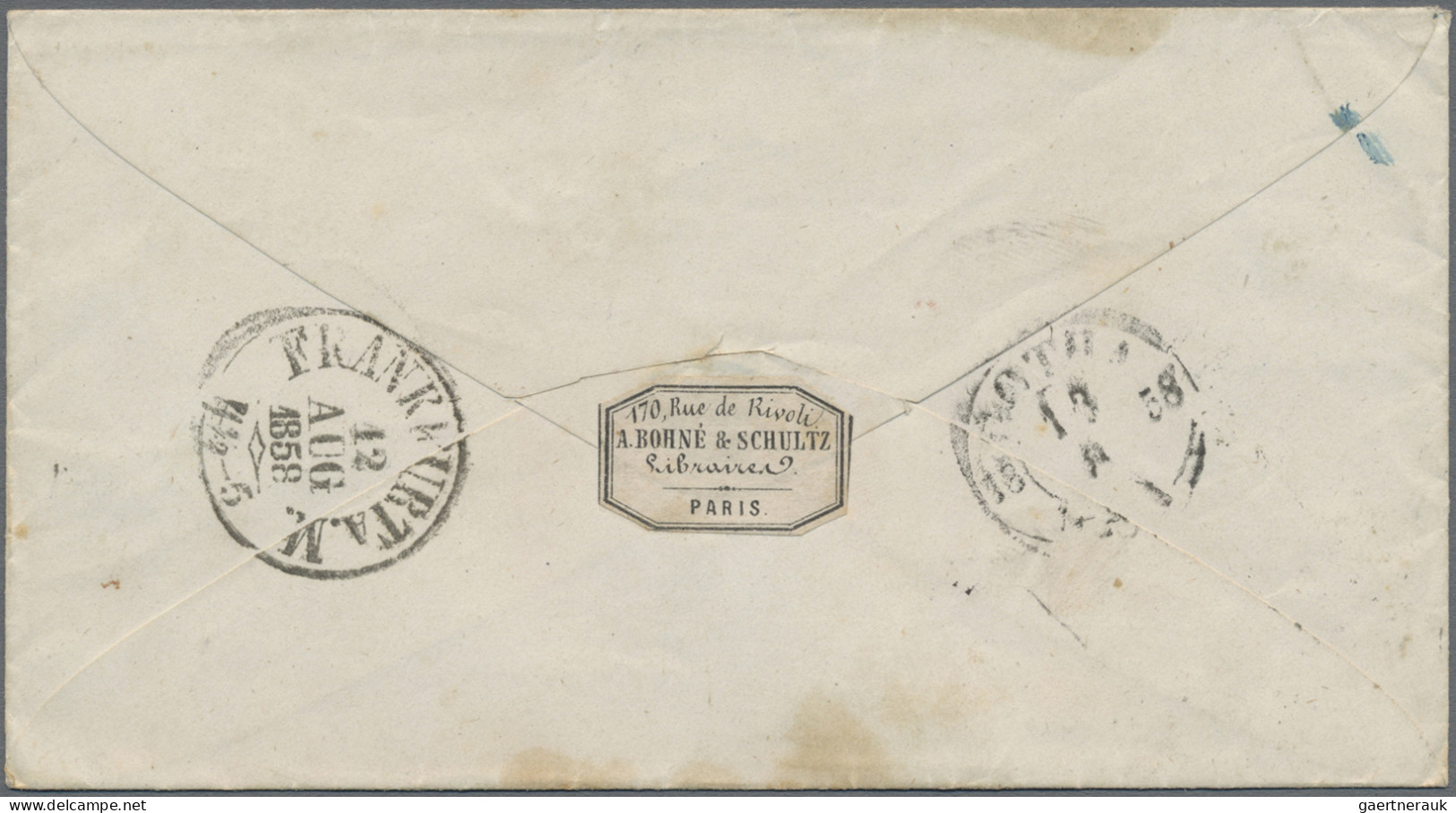 France: 1858/1871 Two Covers To Foreign Countries, With 1) 1858 Cover From Paris - Covers & Documents