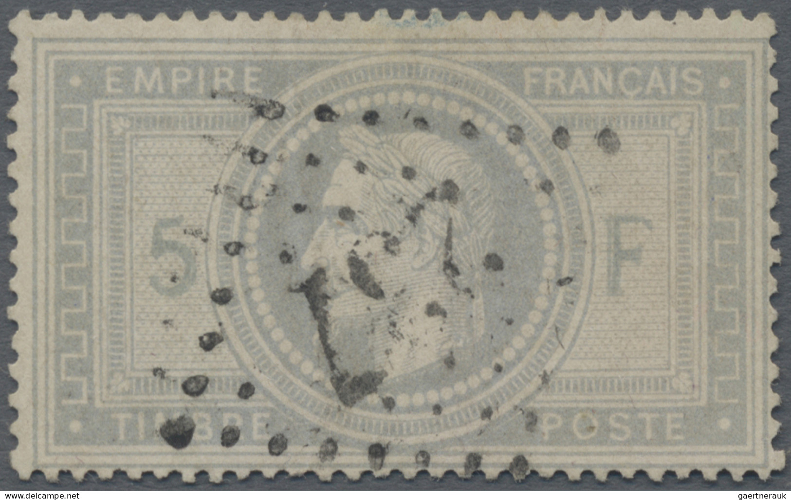 France: 1869 5fr. Grey-lilac, Used And Cancelled By Numeral "237", Light Vertica - Other & Unclassified