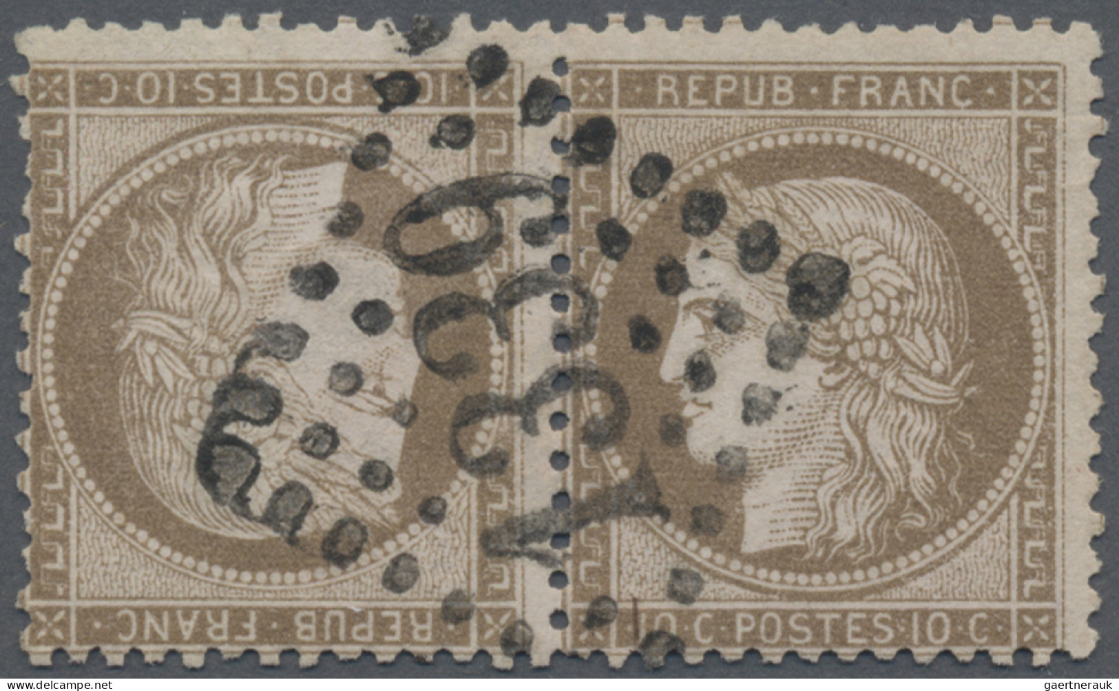 France: 1873 'Ceres' 10c. Brown On Rose, Small Numerals, TÊTE-BÊCHE Pair, Used A - Gebraucht