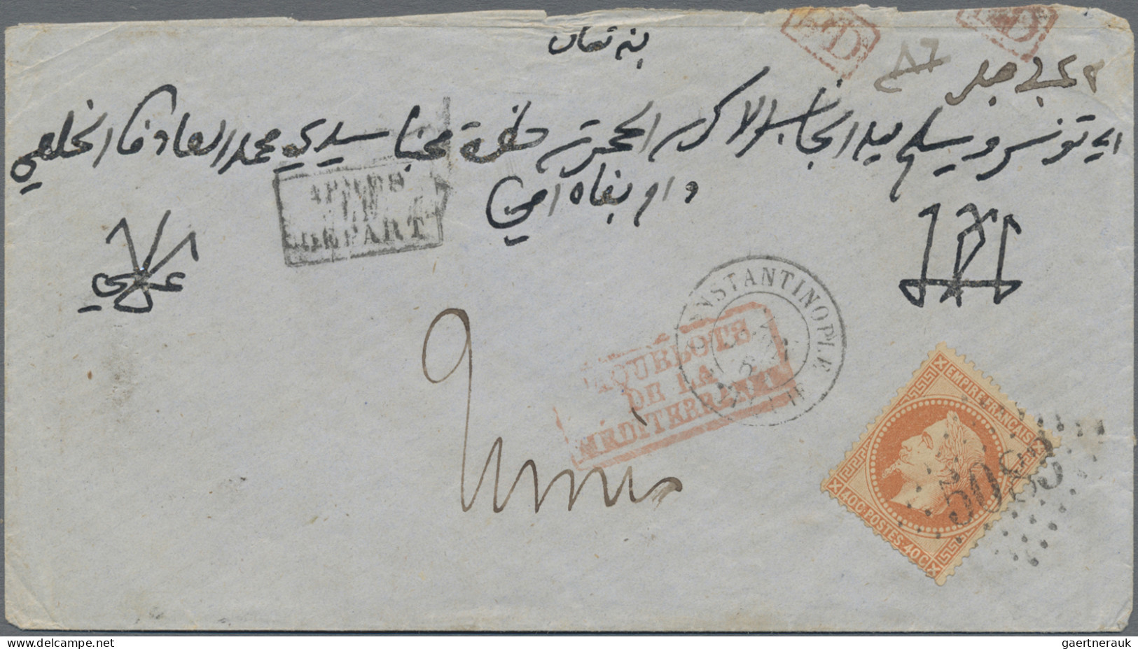 French Post Offices In The Levant: 1869 Cover Sent From Constantinople To Tunis, - Autres & Non Classés