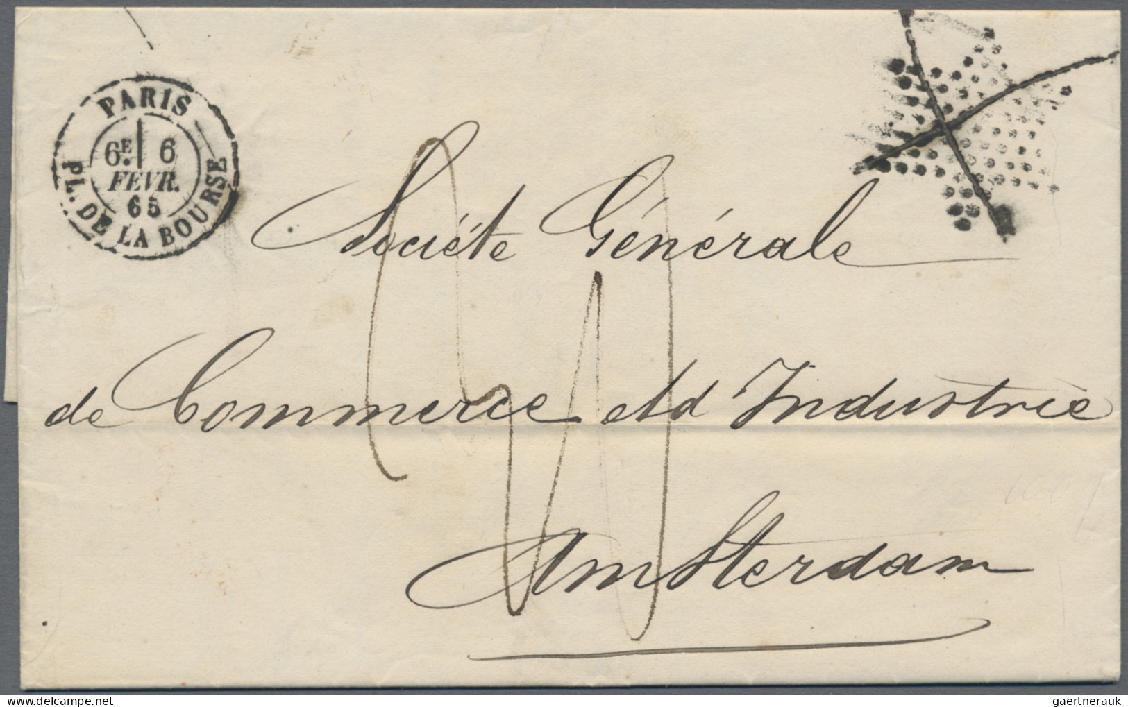 France - Post Marks: 1865, Dotted Star Post Mark, Cancelled By Ink Cross, Double - 1877-1920: Semi-moderne Periode