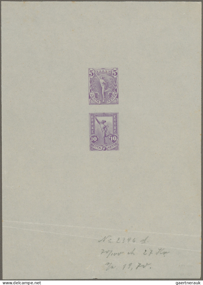 Greece - Postal Stationery: 1900, "Flying Mercury", Combined Proof Sheet Showing - Entiers Postaux