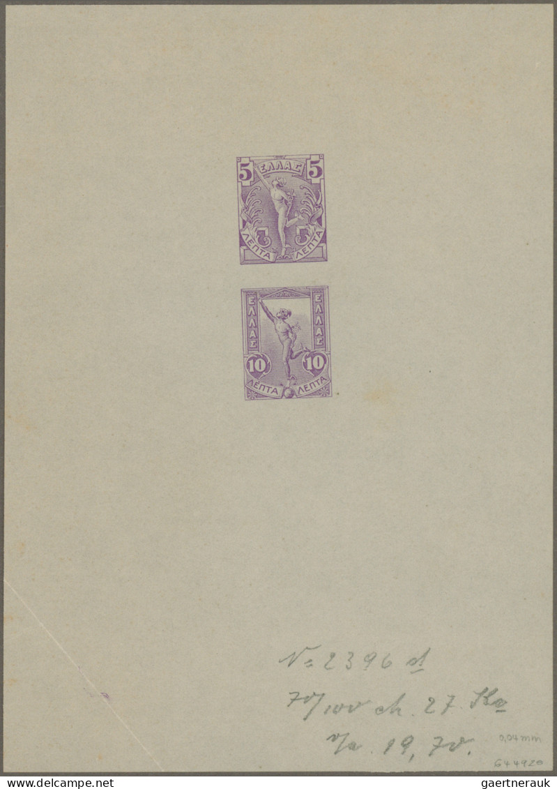 Greece - Postal Stationery: 1900, "Flying Mercury", Combined Proof Sheet Showing - Postwaardestukken