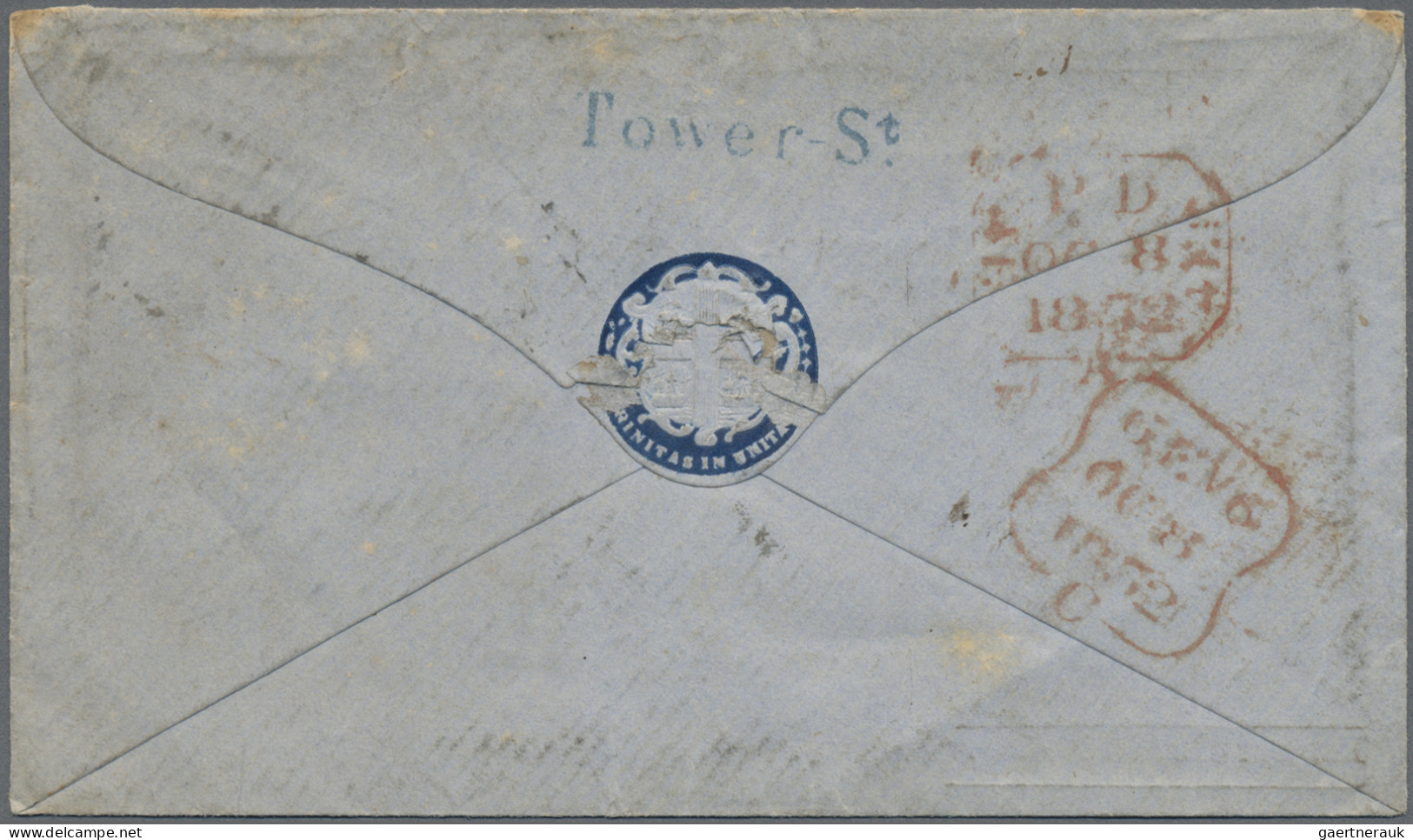Great Britain: 1841, 1 D Red-brown On Blued Paper With Large Part Of The Lower M - Lettres & Documents