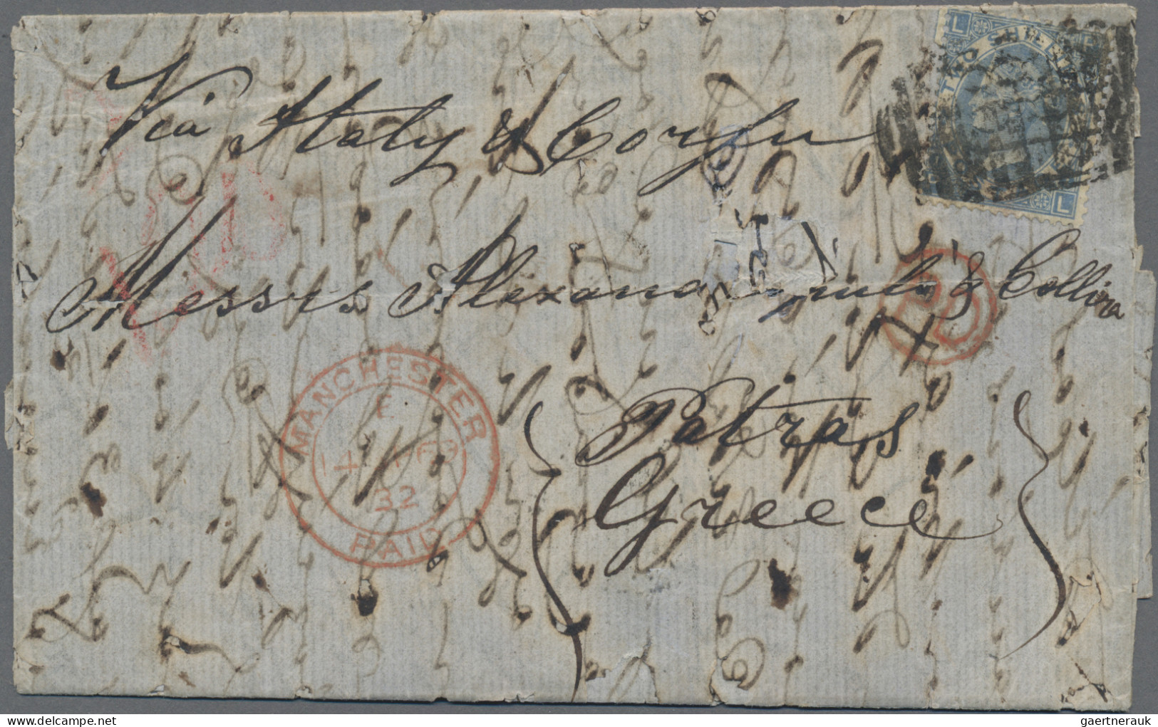 Great Britain: 1867, 2s. Blue, Well Perforated, Single Franking On Entire Letter - Covers & Documents