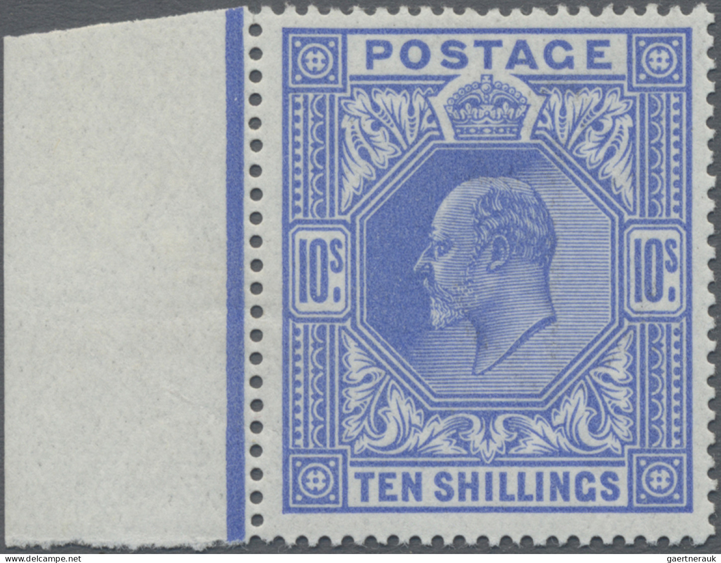 Great Britain: 1902, Edward VII, 10 Sh Ultramarine, Mint Never Hinged With Sheet - Unused Stamps