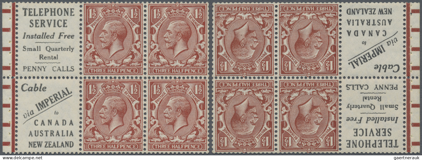 Great Britain - Se-tenants: 1924, Two Booklet Panes With 4 X 1 ½d Red-brown KGV - Other