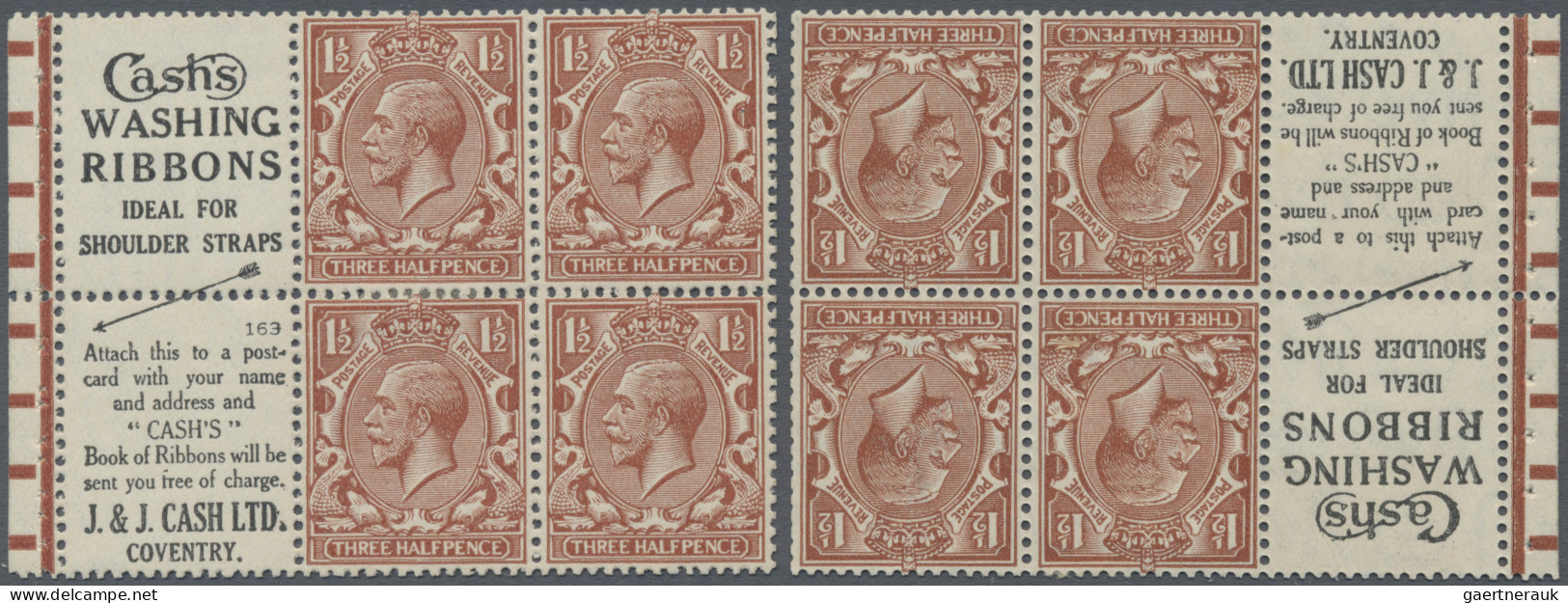 Great Britain - Se-tenants: 1924, Two Booklet Panes With 4 X 1 ½d Red-brown KGV - Andere