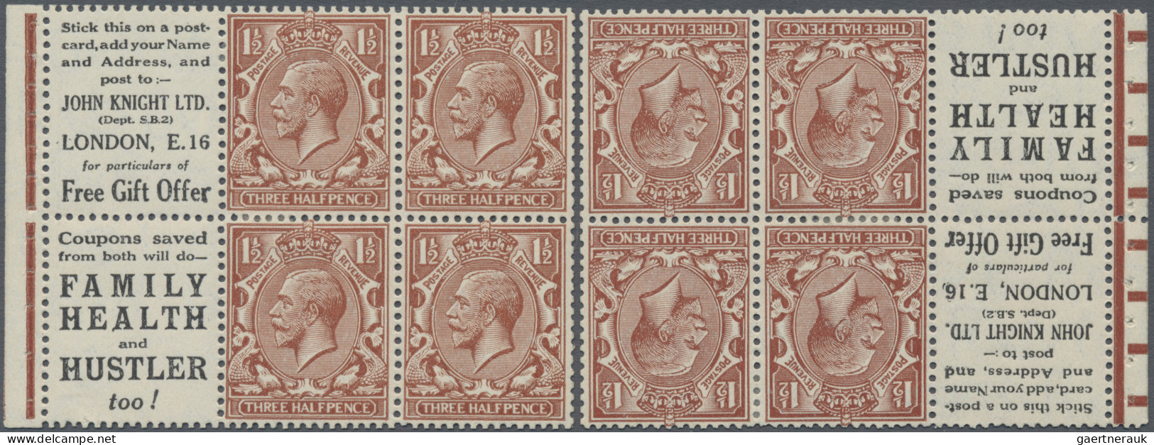 Great Britain - Se-tenants: 1924, Two Booklet Panes With 4 X 1 ½d Red-brown KGV - Sonstige