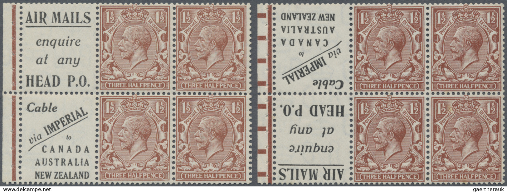 Great Britain - Se-tenants: 1924, Booklet Pane With 4 X 1 ½d Red-brown KGV Plus - Other