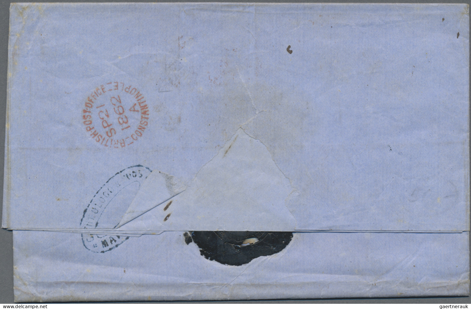 British Post In Turkey: 1862, Incoming Mail, Complete Folded Letter From Manches - Sonstige