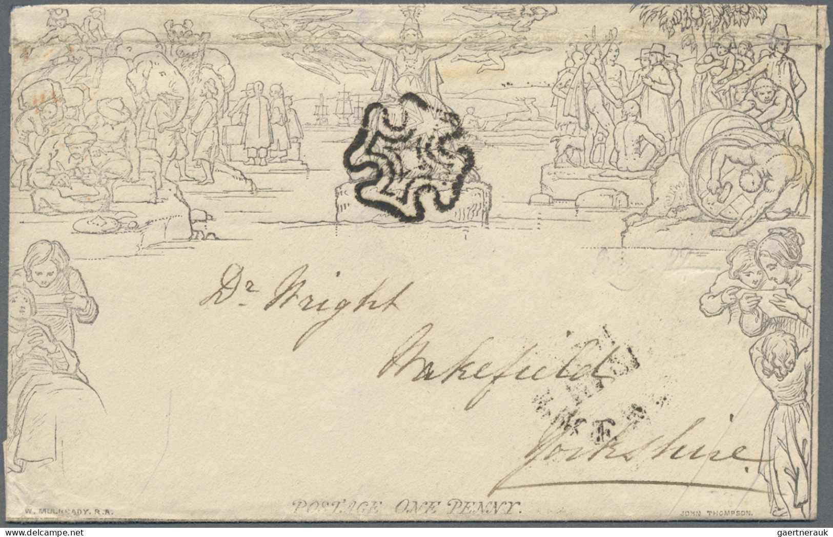 Great Britain - Postal Stationary: 1840 Mulready Envelope 1d. Black Used From Pr - 1840 Mulready-Umschläge