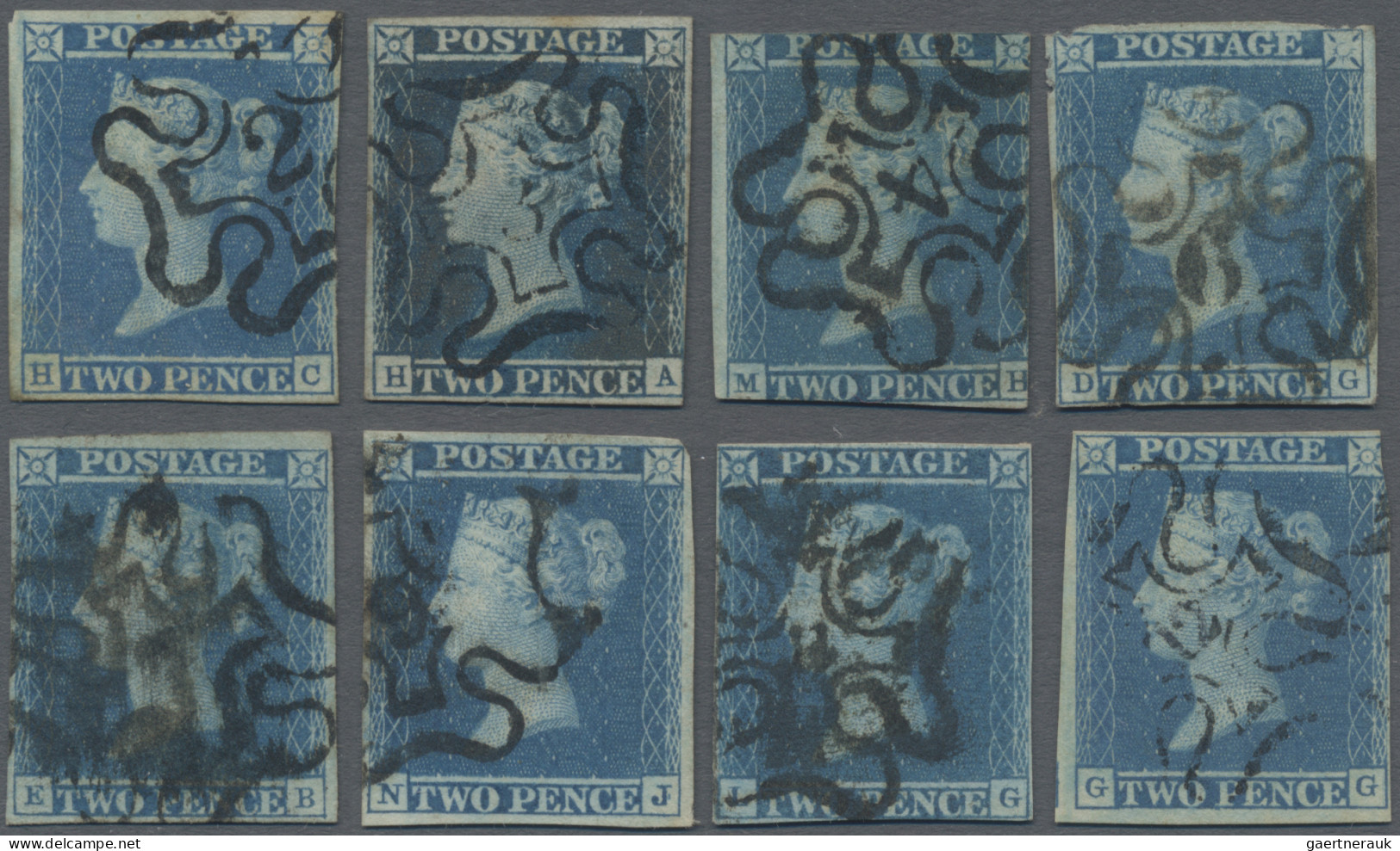 Great Britain - Post Marks: 1843, London, MALTESE CROSS With Number On 2d Blue, - Poststempel