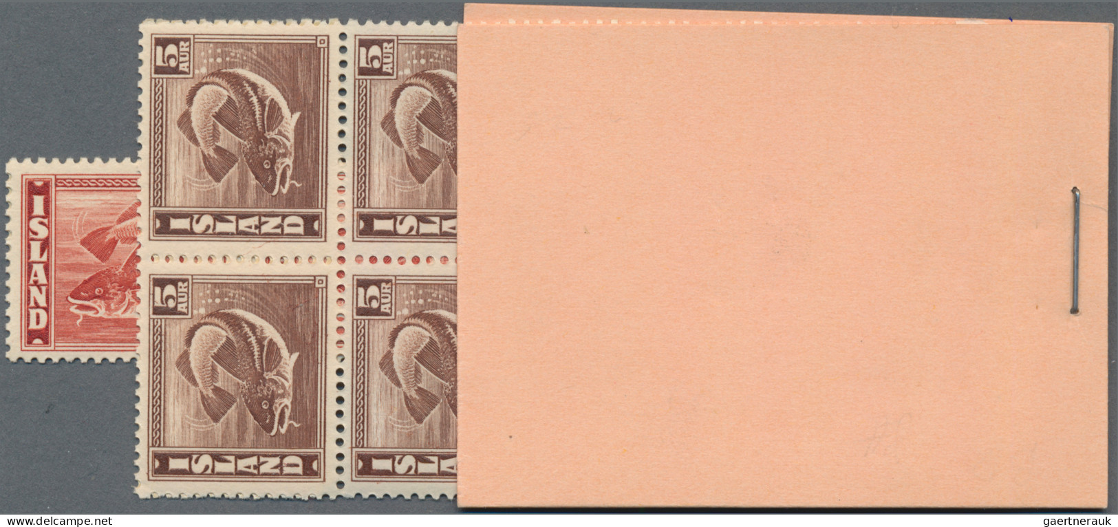 Iceland: 1939/1946, Definitves "Atlantic Fish", Experimental (?) Booklet With Co - Booklets