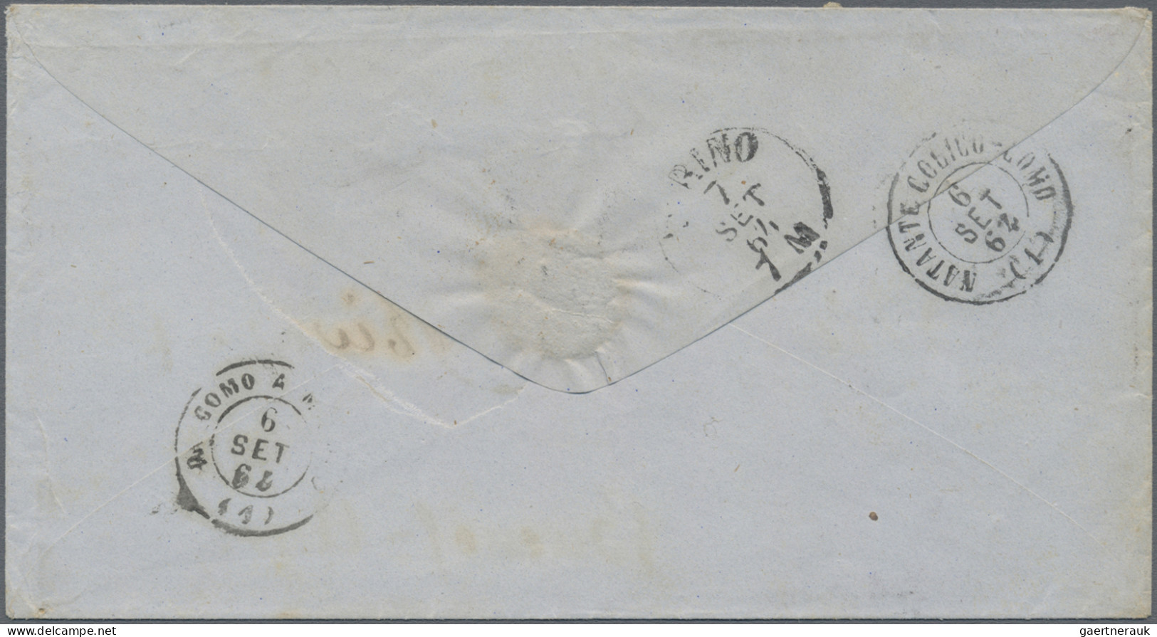 Italy: 1864, Vittorio Emanuele 40c. Carmine And 60c. Violet On Cover From "MENAG - Poststempel