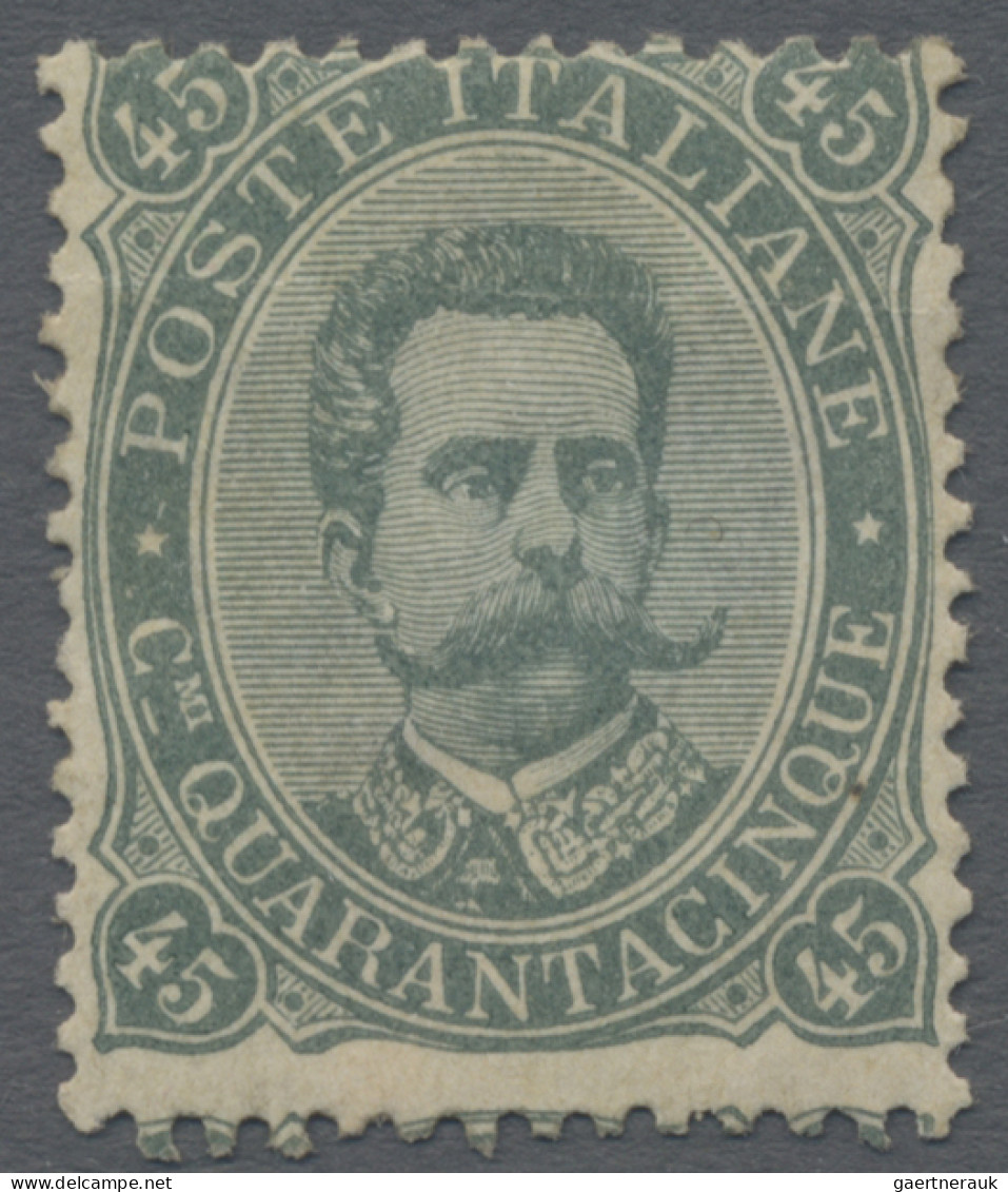 Italy: 1889 King Umberto I. 45c. Grey-olive, Unused Without Gum, Fine. (Mi. For - Neufs