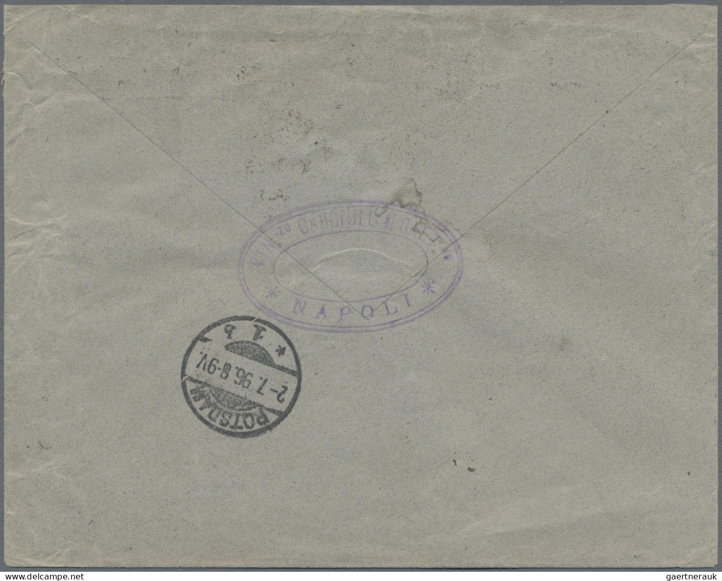 Italy: 1896, 3 X 25 C Blue, Multiple Franking On Registered Cover With Registrat - Marcophilia