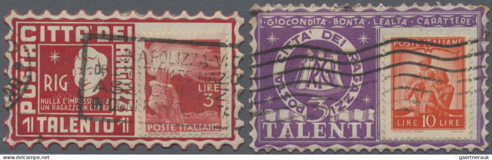 Italy: 1945/1947 (ca), "Democratica", 3 L Red And 10 L Orange On Advertisal Card - 1946-60: Afgestempeld